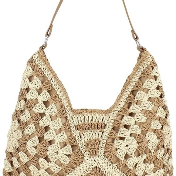 Straw Hobo Bags for Women Vintage Straw Tote Bag Summer Beach Shoulder Bag Desig